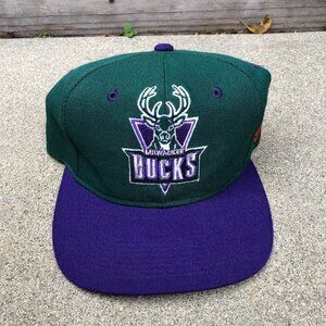 Vintage 90s NBA Milwaukee Bucks Hat Men's The G Cap GCD Green Retro Rare​